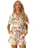 Hawaiian Floral Button Down Shirt Shorts Tropical 2 Pieces Sets sold by Allegra K