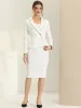 Business Suit 2 Pieces Tweed Trim Blazer Jacket and Skirt Set sold by Allegra K