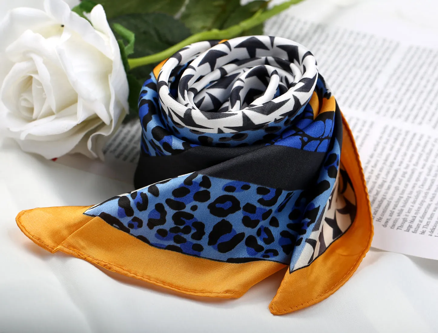 70cm Houndstooth Swallow Bird Leopard Print Square Scarf Kerchief sold by Allegra K product image thumbnail 2