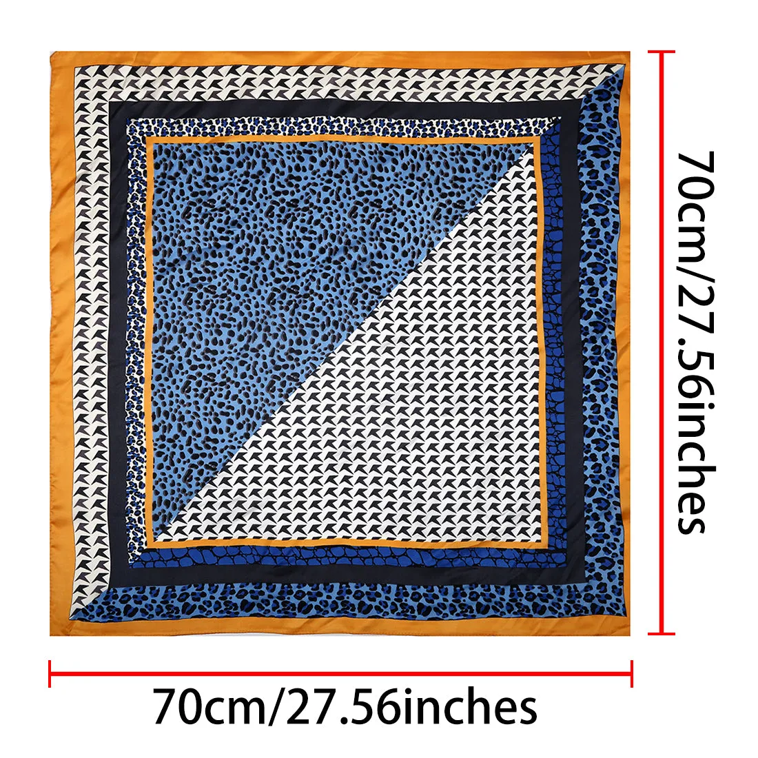 70cm Houndstooth Swallow Bird Leopard Print Square Scarf Kerchief sold by Allegra K product image thumbnail 3