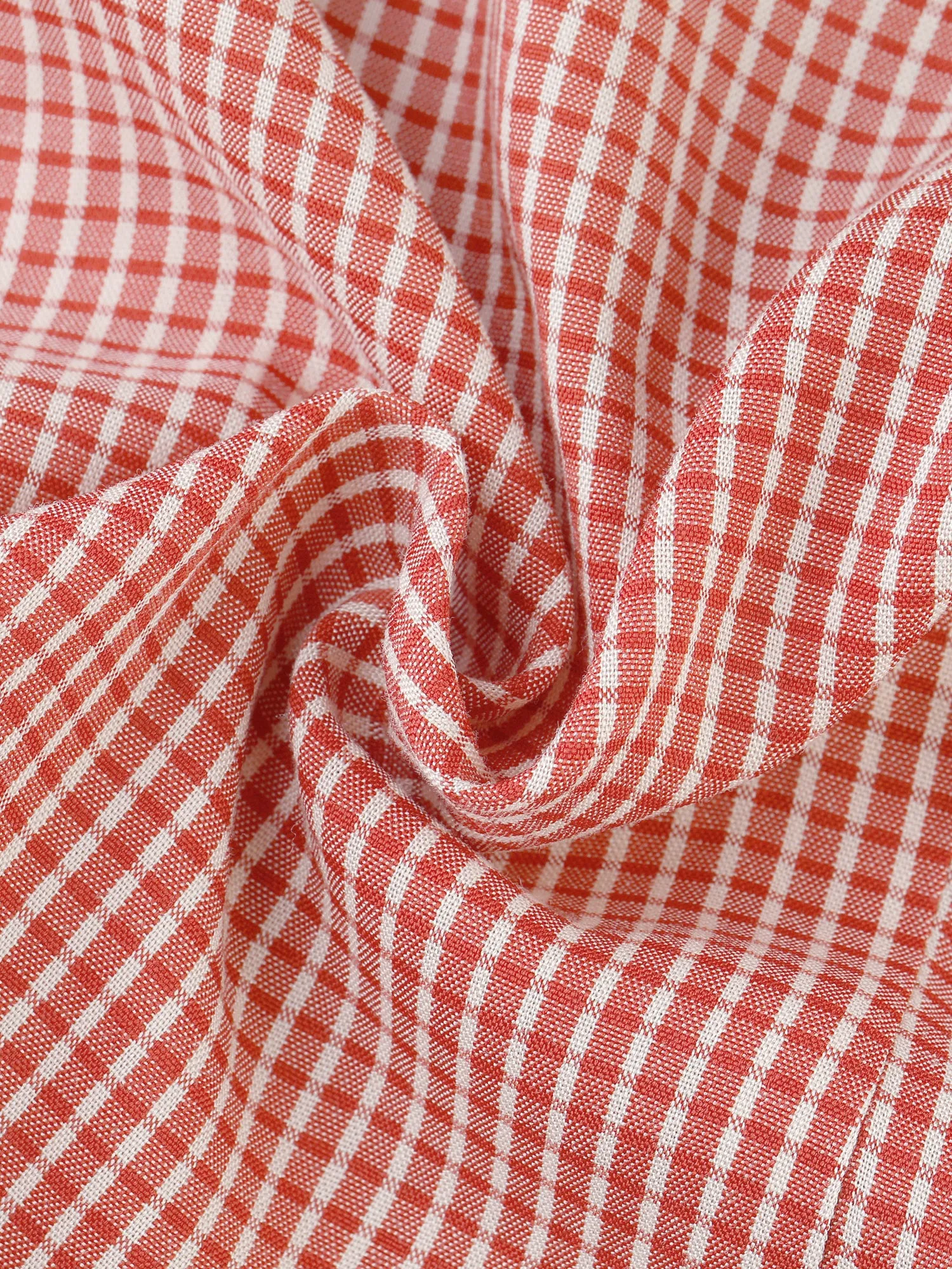 Elegant Plaid Turn Down Collar Belted Short Sleeve Blouse sold by Allegra K product image thumbnail 4