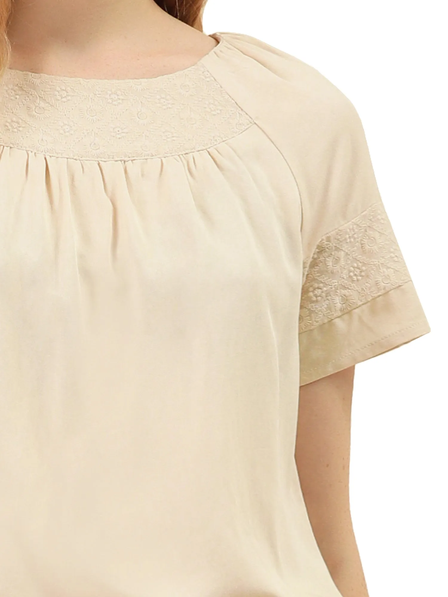 Cotton Embroidered Raglan Sleeve Peasant Blouse Tops sold by Allegra K product image thumbnail 4