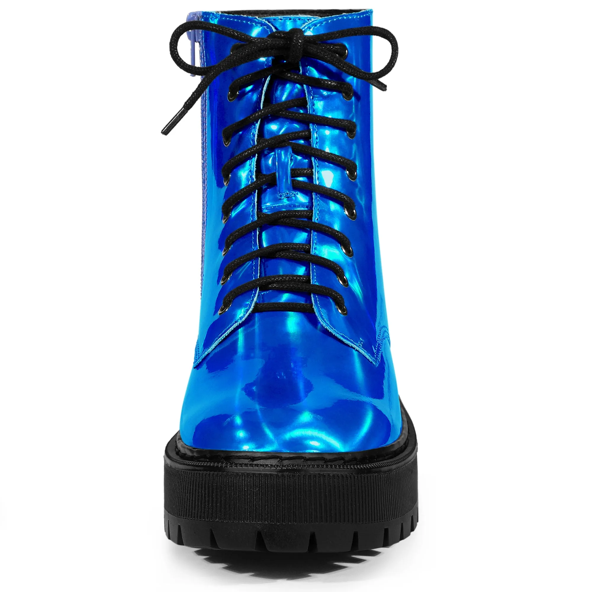 Round Toe Platform Lace Up Colorful Combat Ankle Boots sold by Allegra K product image thumbnail 2