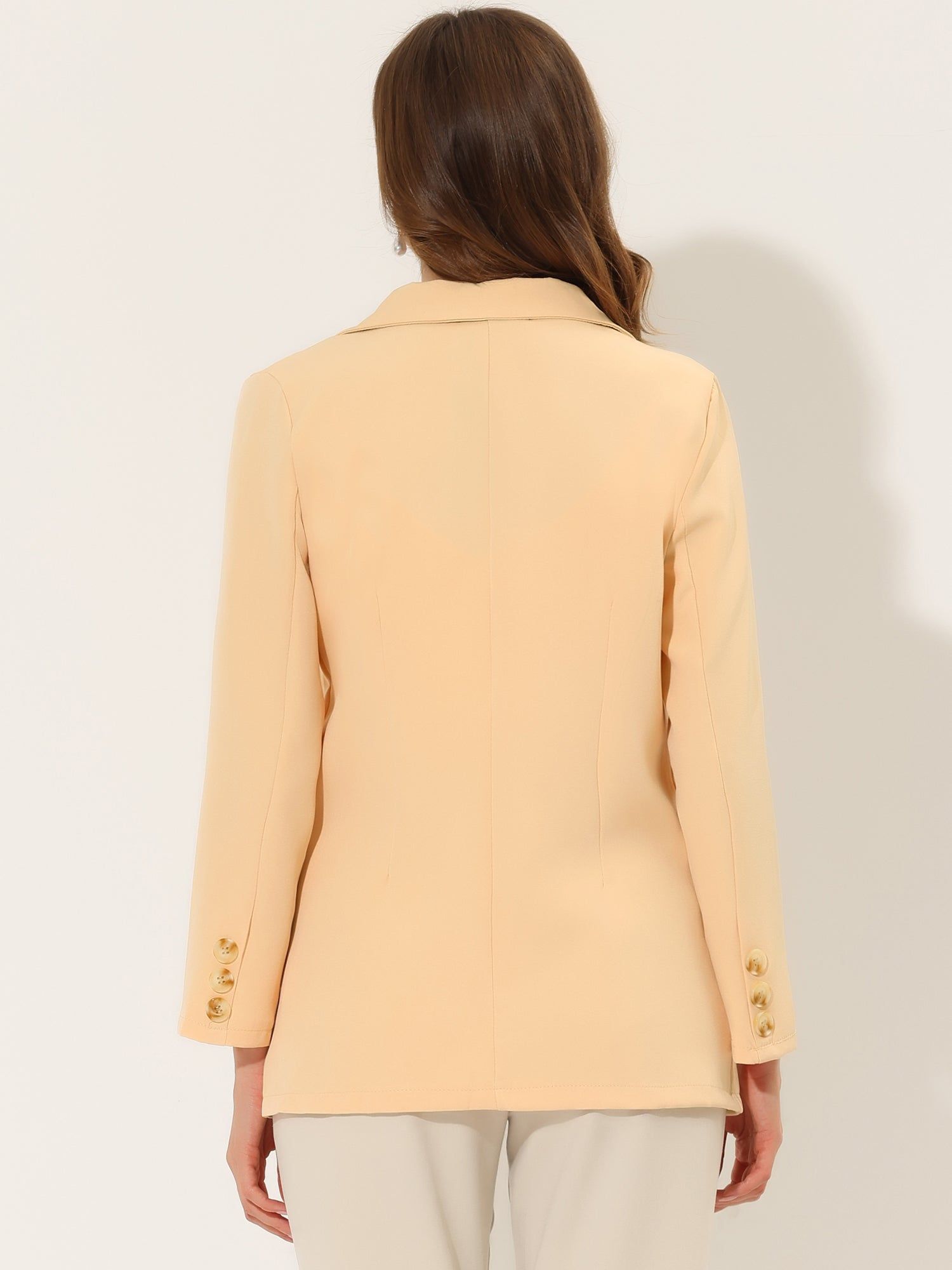 Solid Casual Blazer Lapel Collar Button Long Sleeve Work Jacket sold by Allegra K product image thumbnail 3