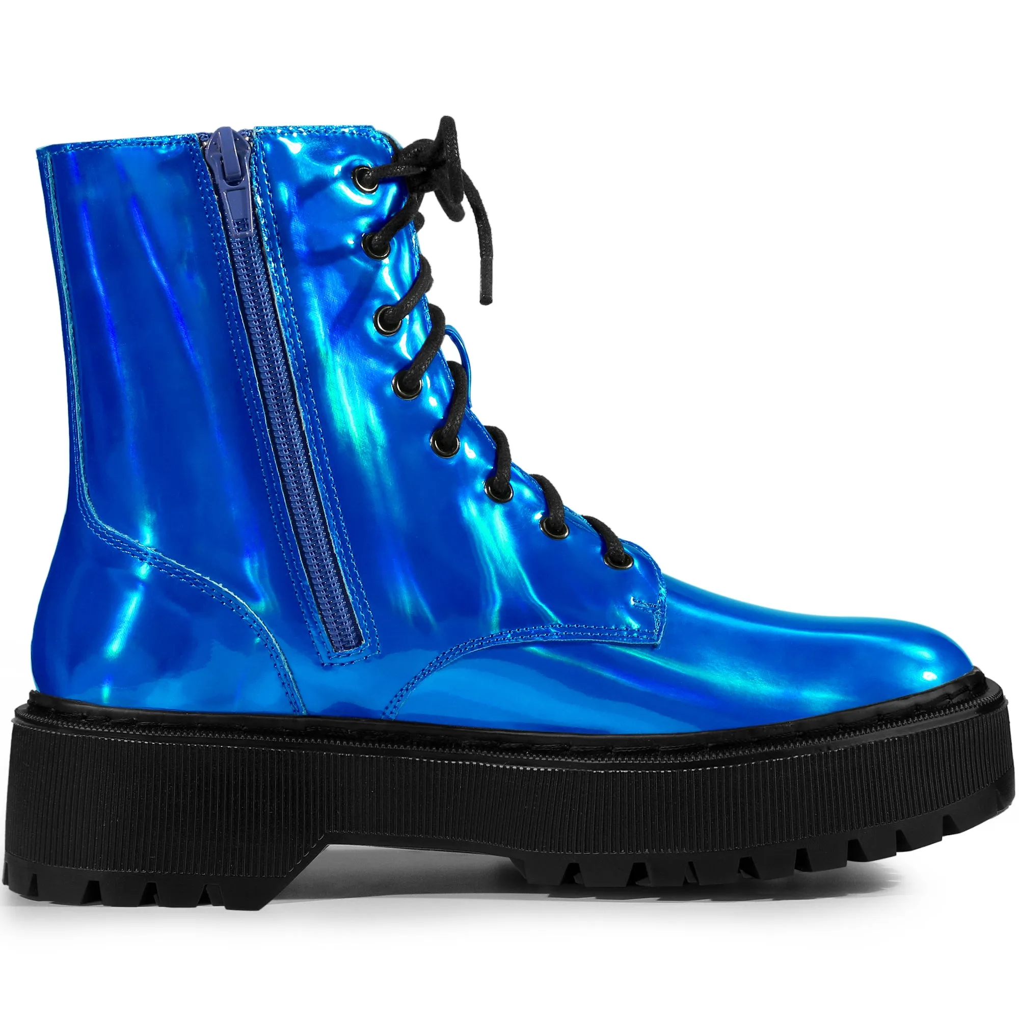 Round Toe Platform Lace Up Colorful Combat Ankle Boots sold by Allegra K product image thumbnail 5