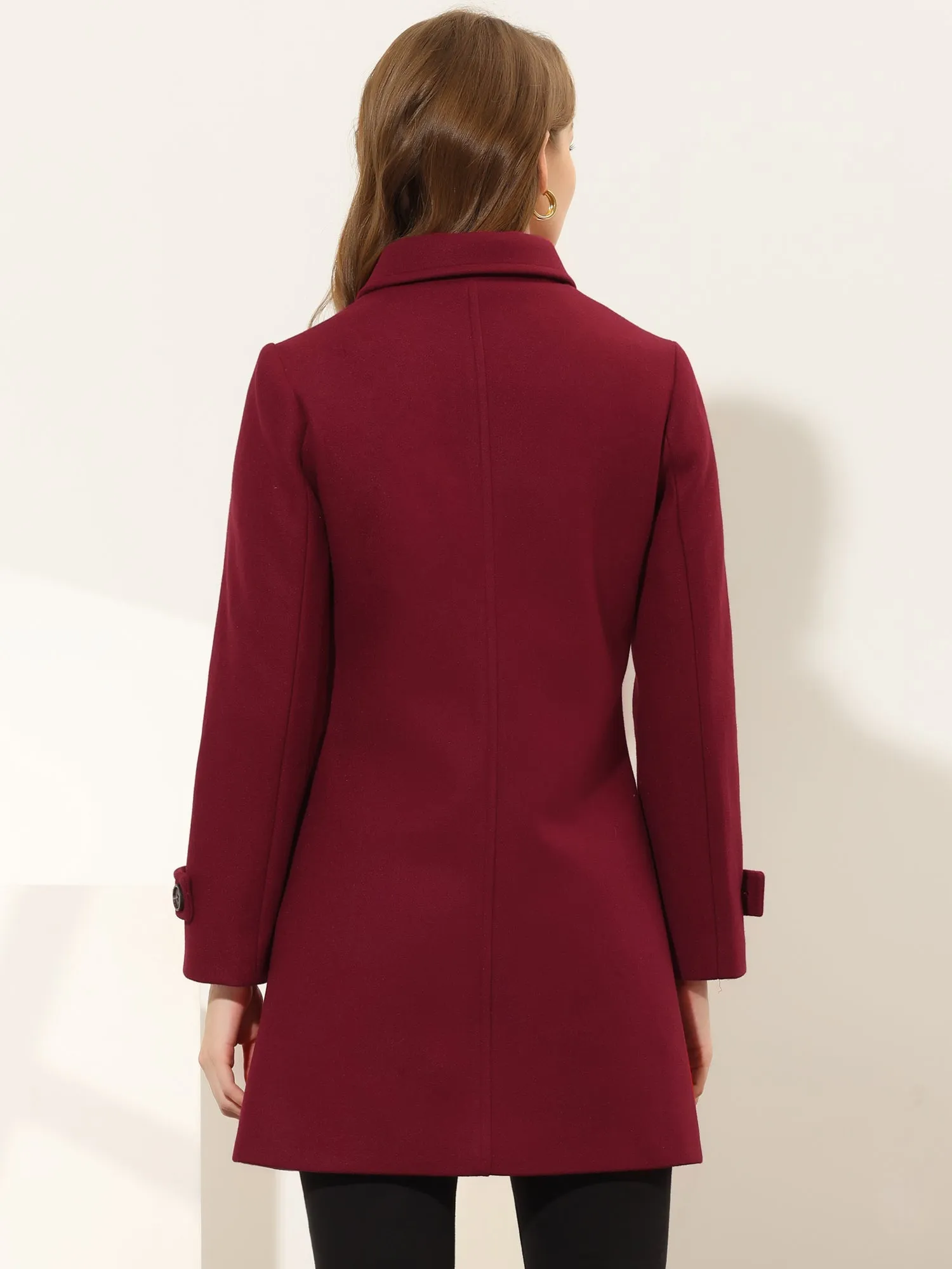 Winter Peter Pan Collar Mid-thigh A-line Single Breasted Pea Coat sold by Allegra K product image thumbnail 3