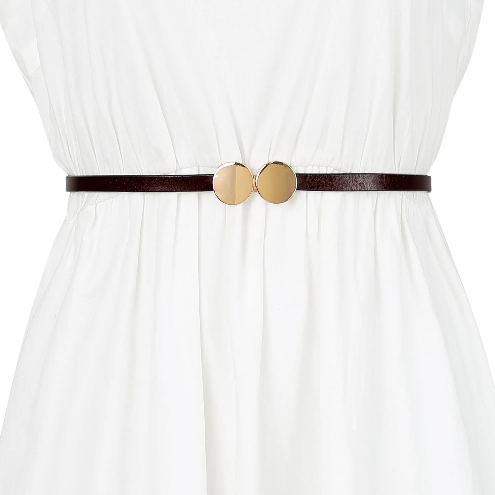 Ladies Skinny Round Golden Interlock Buckle Dress Pants Belt sold by Allegra K product image thumbnail 4