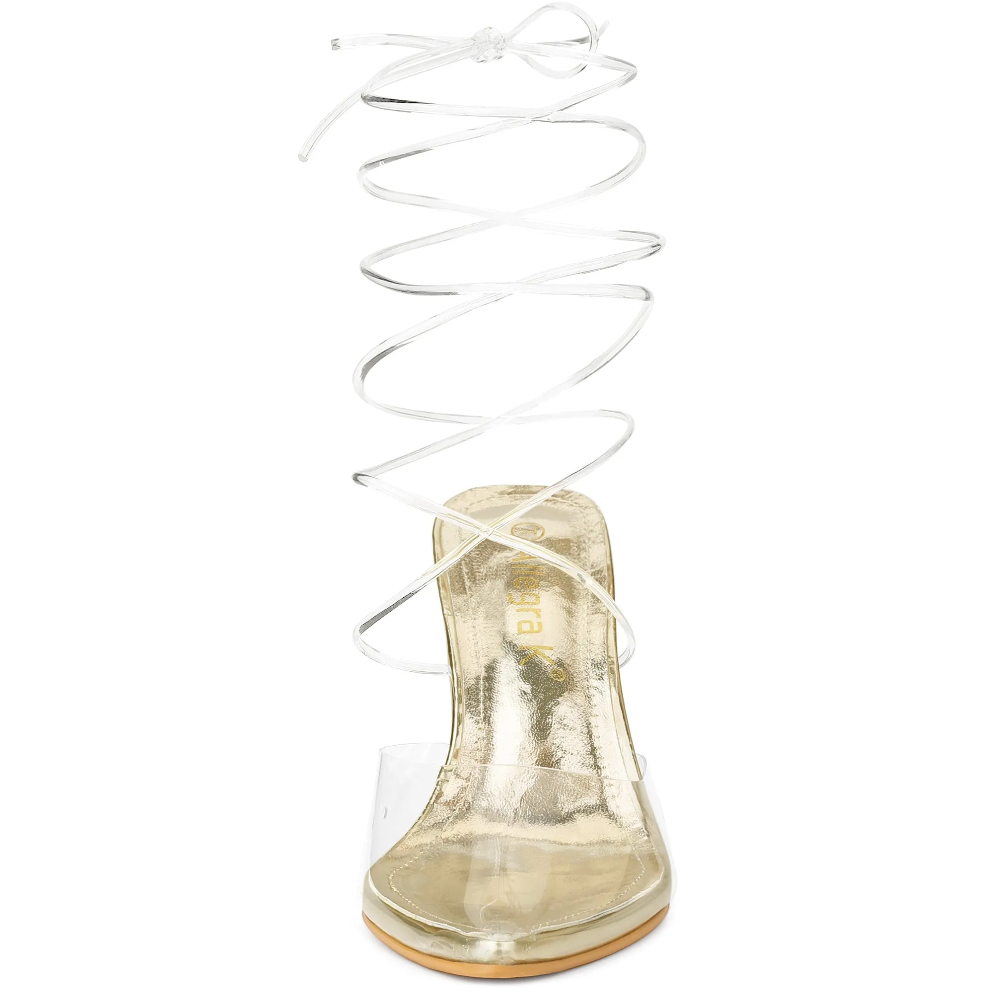 Clear Lace Up Strappy Stiletto Transparent Heel Sandals sold by Allegra K product image thumbnail 4