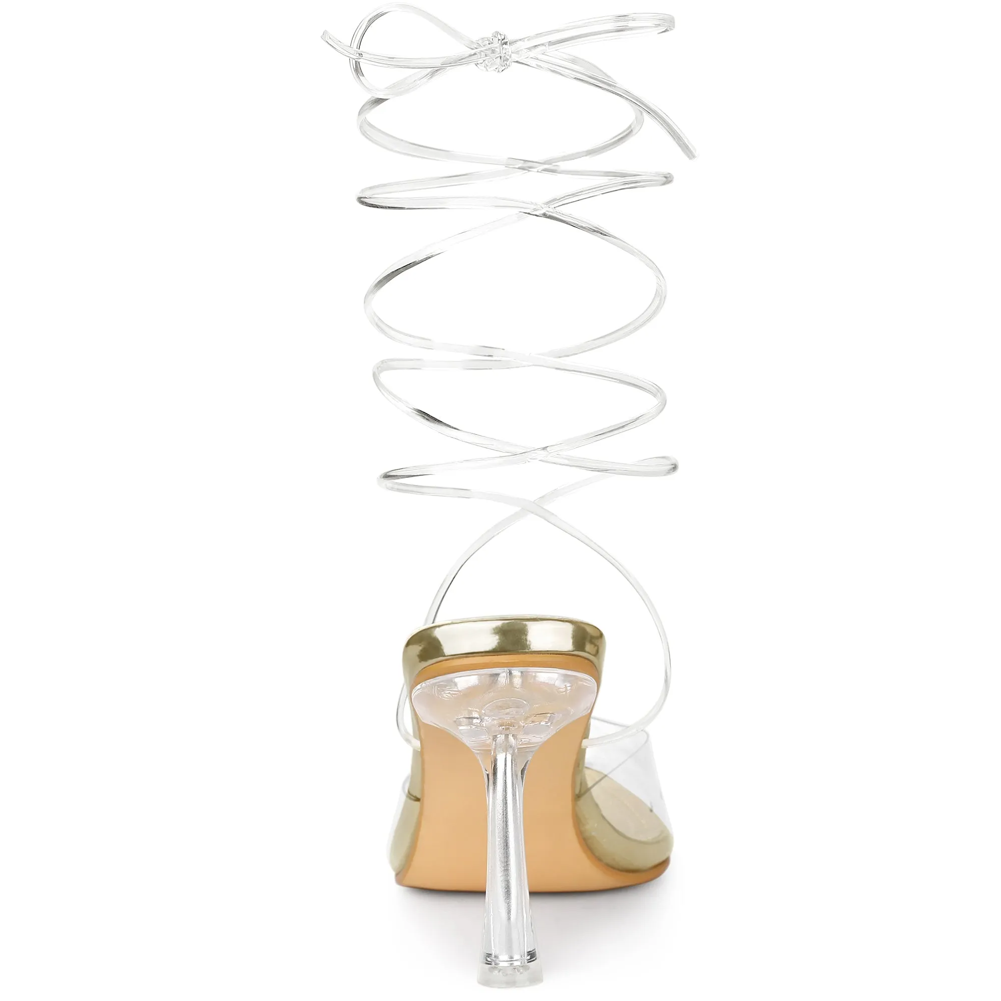 Clear Lace Up Strappy Stiletto Transparent Heel Sandals sold by Allegra K product image thumbnail 5