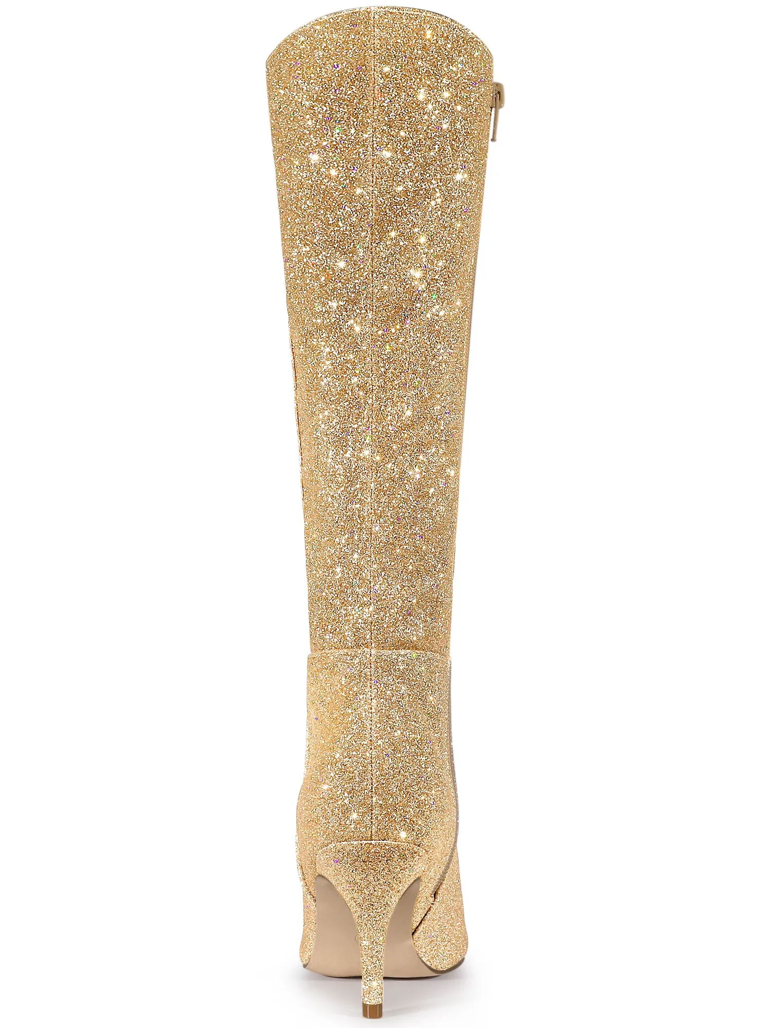 Sparkle Glitter Pointy Toe Stiletto Heel Knee High Boots sold by Allegra K product image thumbnail 4
