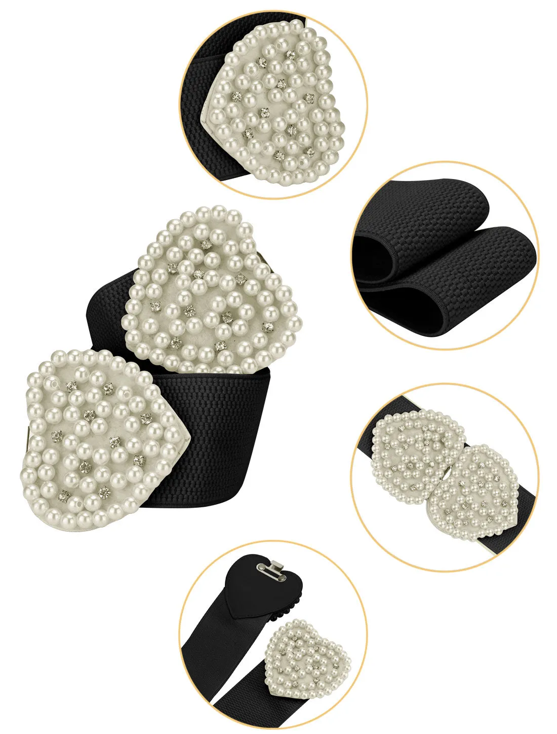 Heart Shape Design Faux Pearl Rhinestone Decor Waist Belts sold by Allegra K product image thumbnail 2