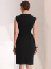 Sheath Pencil Sleeveless Pleated Front Elegant Business Dress sold by Allegra K