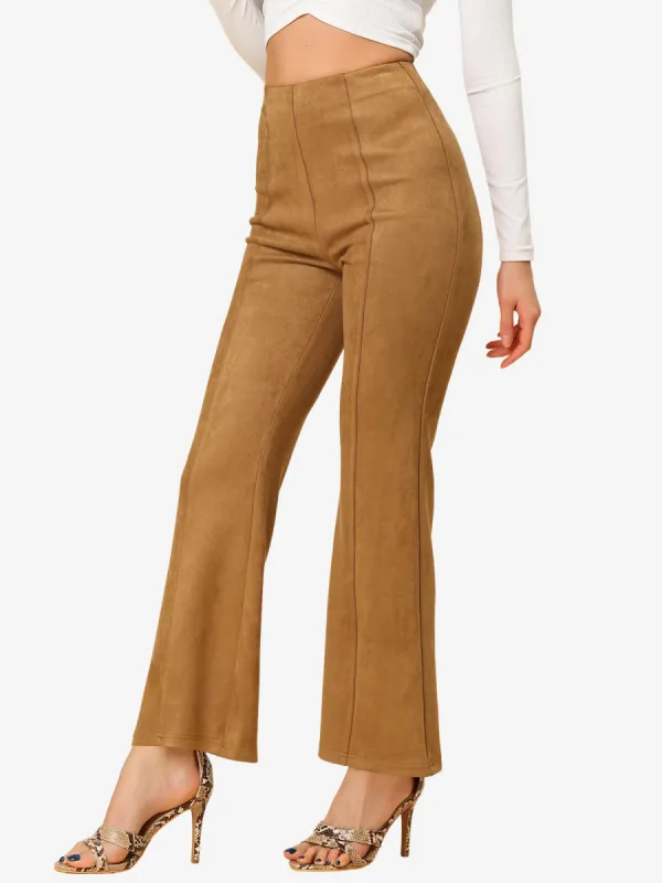 Faux Suede Wide Leg Casual Business Flared Bell Pants sold by Allegra K