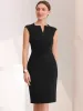 Sheath Pencil Sleeveless Pleated Front Elegant Business Dress sold by Allegra K