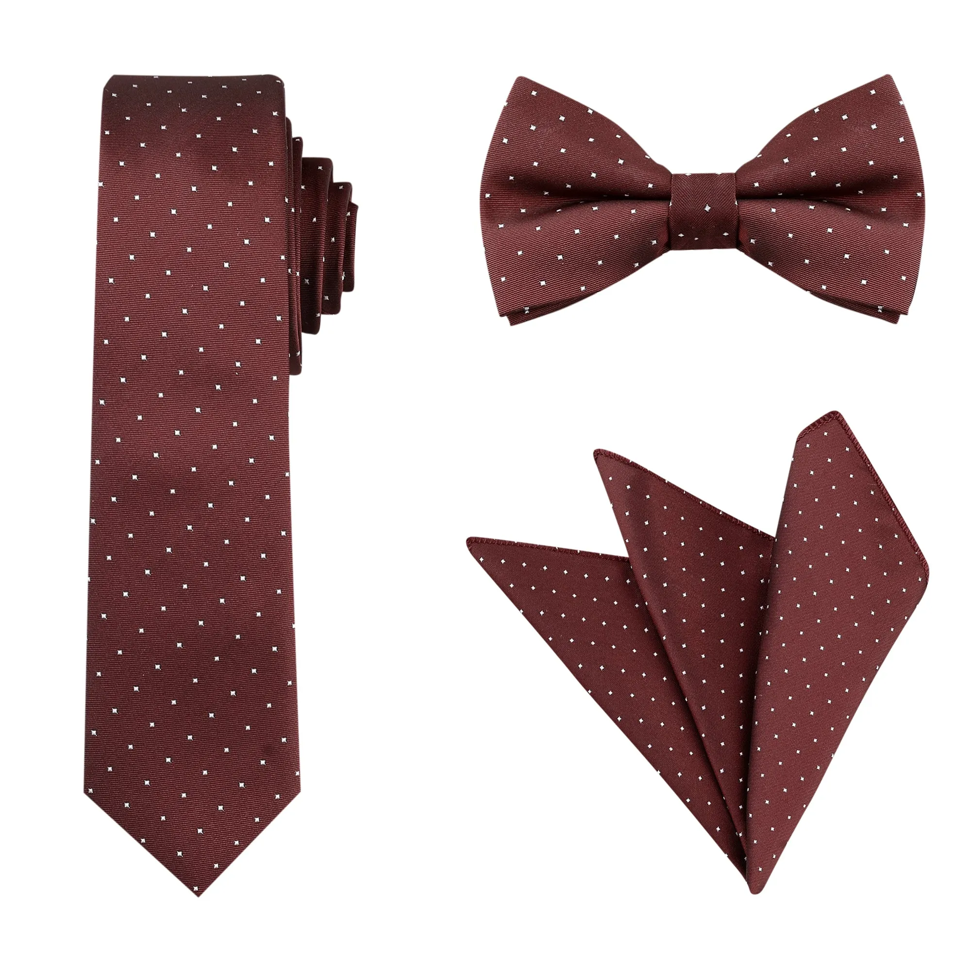 Pocket Square Necktie Bowtie Classic Polka Dots Tie Set sold by Allegra K