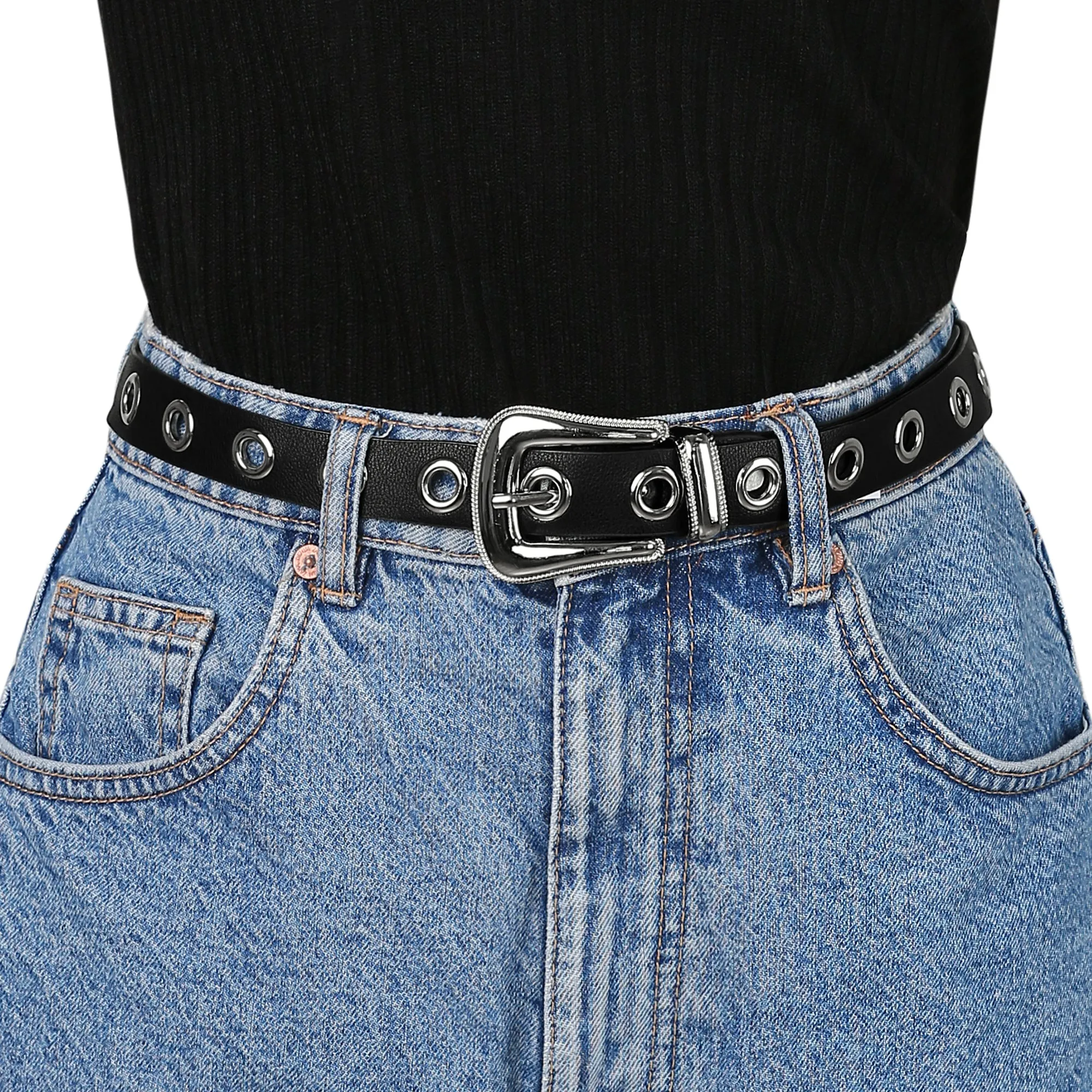 Grommet Skinny Dresses Pants Metal Pin Buckle Waist Belt sold by Allegra K product image thumbnail 4
