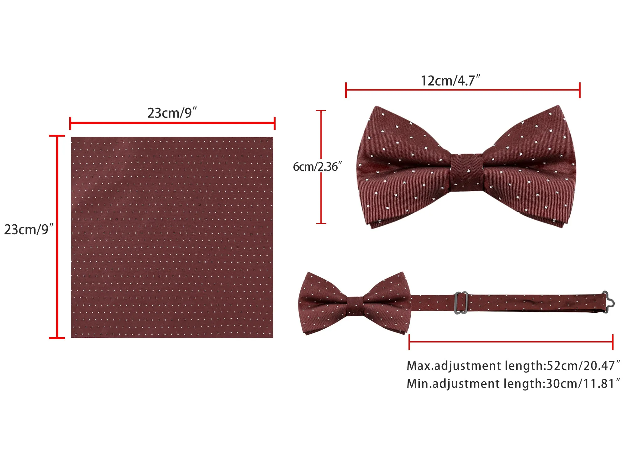 Pocket Square Necktie Bowtie Classic Polka Dots Tie Set sold by Allegra K product image thumbnail 5