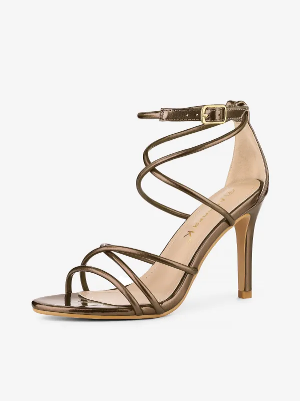 Elegant Open Toe Strappy Strap Stiletto Heel Sandals sold by Allegra K