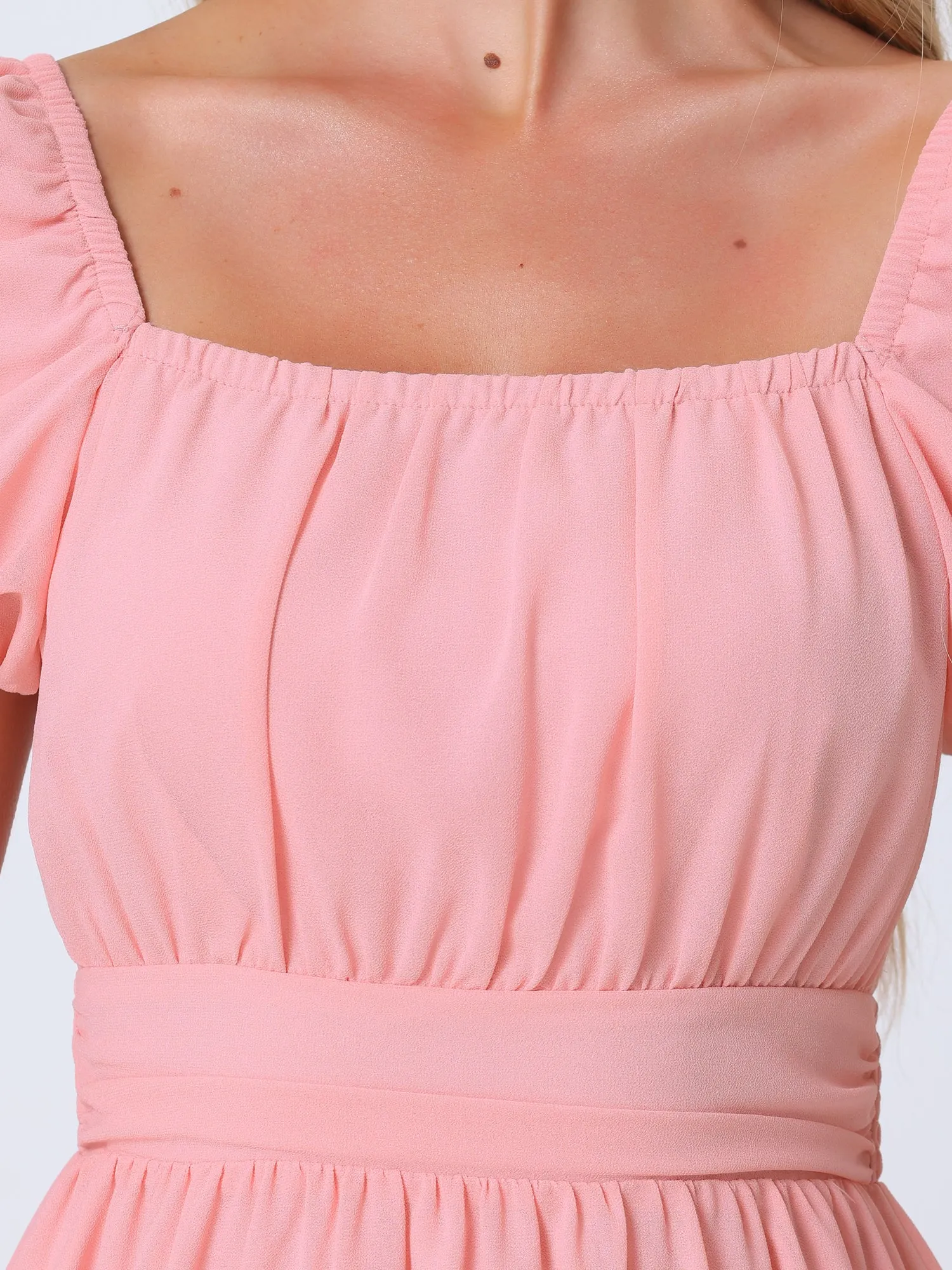 Square Neck Puff Short Sleeves Backless Party Mini Dress sold by Allegra K product image thumbnail 4