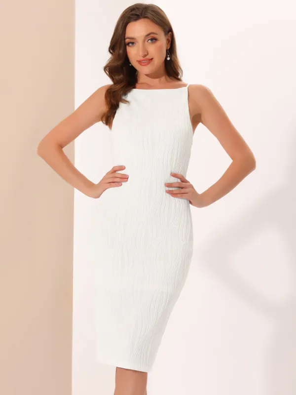 Boat Neck Casual Midi Sleeveless Tank Dress sold by Allegra K