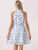 Halter Neck Sleeveless Smocked Waist Floral Mini Dress sold by Allegra K