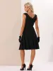 Vintage Dress 1950s Retrp Scoop Neck Formal Cocktail Swing Dress sold by Allegra K
