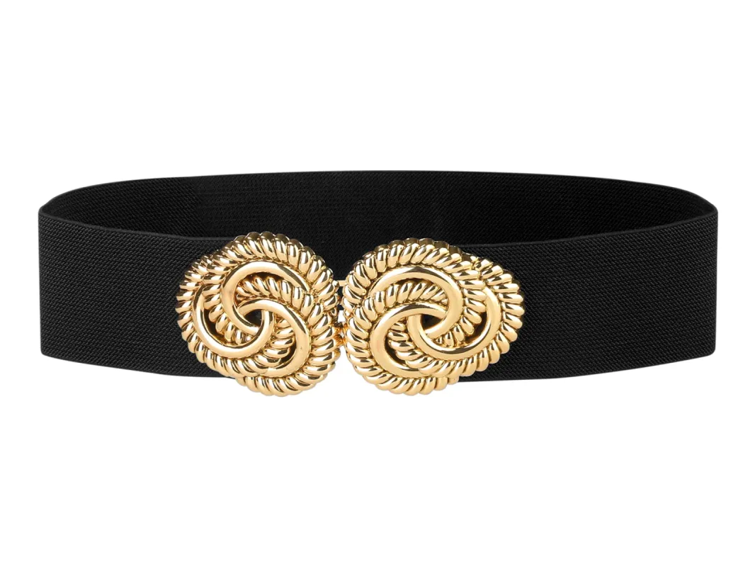 Women Stretchy Elastic Wide Waist Belt for Dress Metal Buckle Belts sold by Allegra K