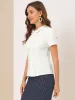 Peter Pan Collar Solid Color Button Down Work Office Shirt sold by Allegra K