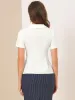 Peter Pan Collar Solid Color Button Down Work Office Shirt sold by Allegra K