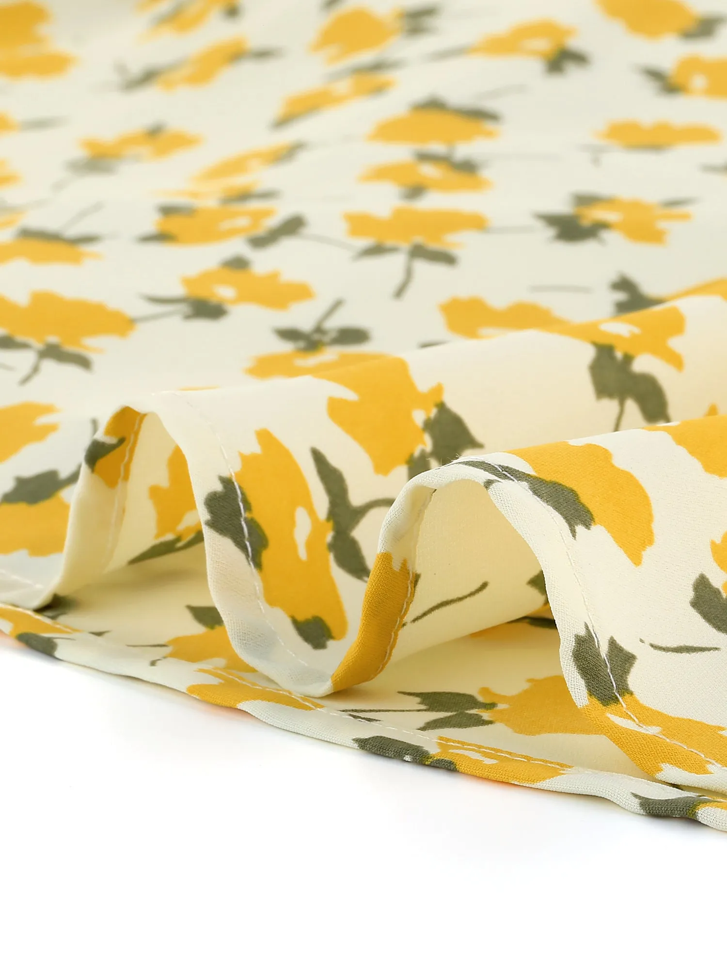 Casual Ruffled Sleeve Pleated Square Neck Floral Dress sold by Allegra K product image thumbnail 5