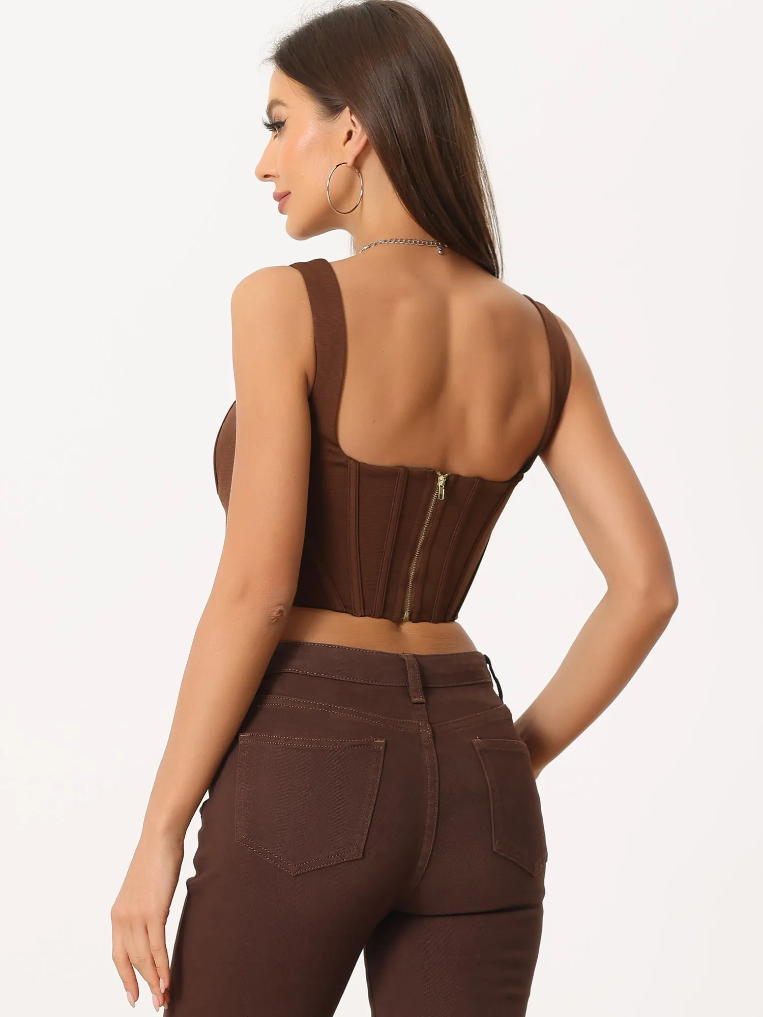 Sleeveless Bustier Corset Zip Back Sexy Clubwear Party Crop Top sold by Allegra K product image thumbnail 3