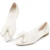 Women's Pointed Toe Rhinestone Bow Slip on Mesh Ballet Flats sold by Allegra K