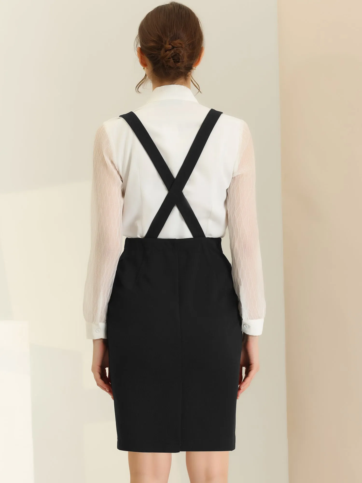 Women's High Waist Zipper Front Work Office Suspender Pencil Skirt sold by Allegra K product image thumbnail 3