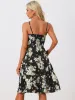 Spaghetti Strap Smocked Back Ruffled Hem Midi Floral Tiered Dress Sundress sold by Allegra K