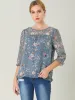 Casual Ruffle 3/4 Sleeve Floral Print Chiffon Blouse sold by Allegra K