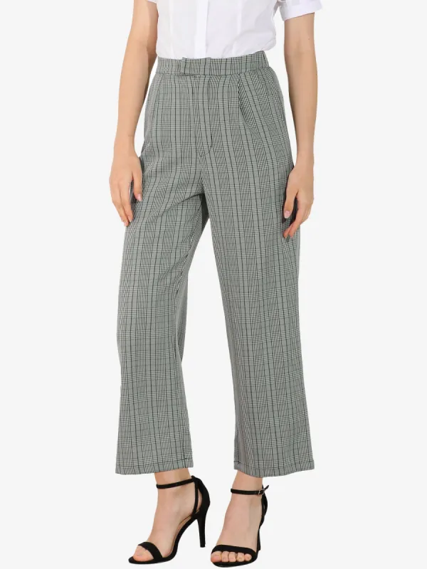 Plaid Elastic Waist Office Formal Casual Long Straight Trousers sold by Allegra K