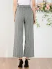 Plaid Elastic Waist Office Formal Casual Long Straight Trousers sold by Allegra K