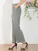 Plaid Elastic Waist Office Formal Casual Long Straight Trousers sold by Allegra K