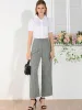 Plaid Elastic Waist Office Formal Casual Long Straight Trousers sold by Allegra K