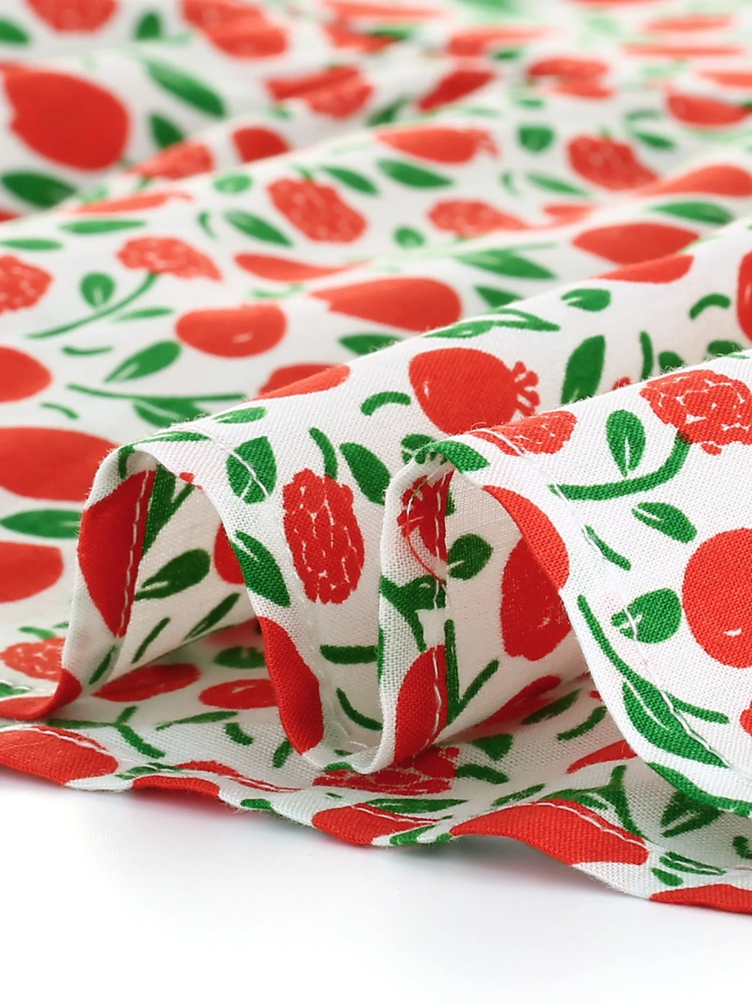 Scoop Neck Fruit Print Ruffle Cotton Summer Sleeveless Dress sold by Allegra K product image thumbnail 5