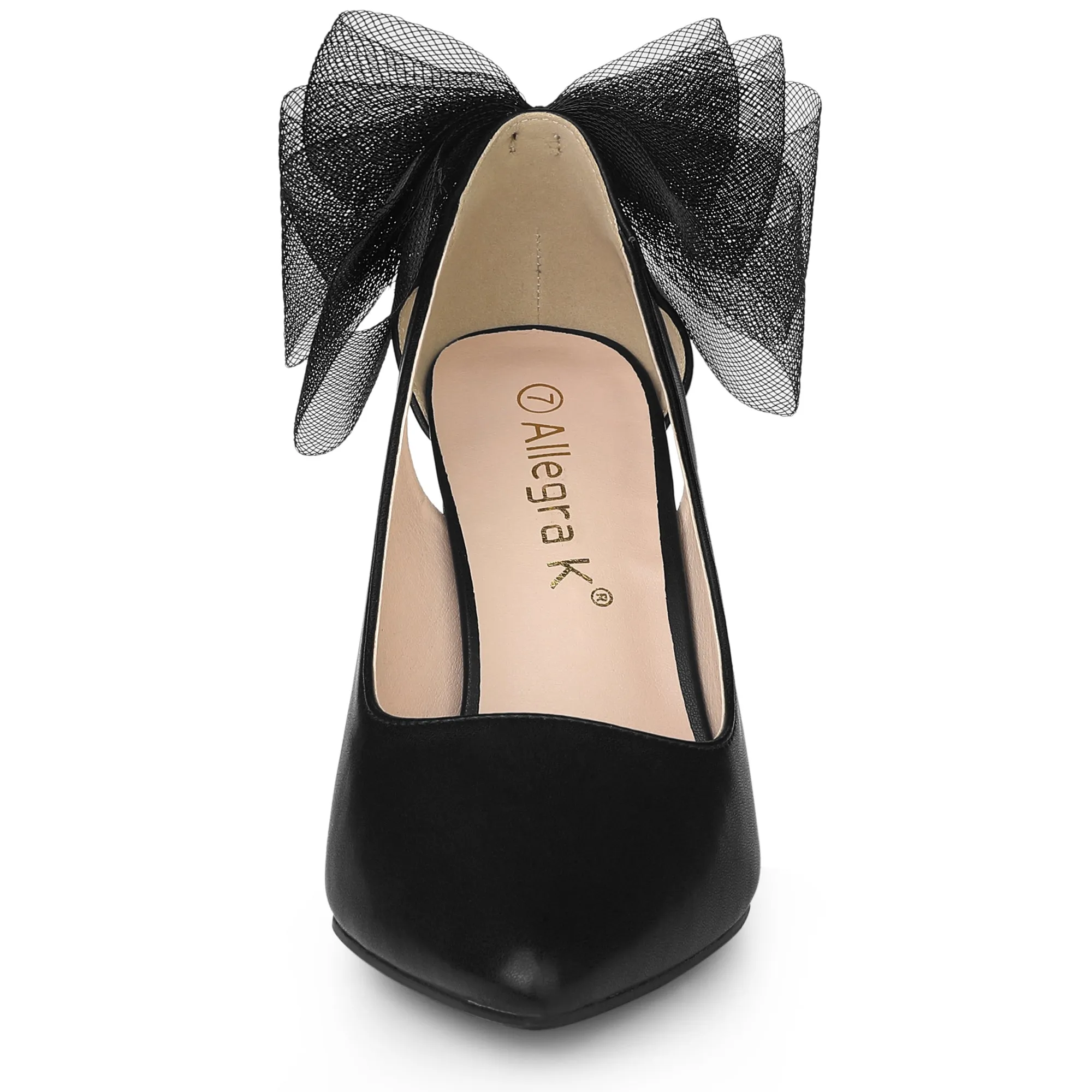 Mesh Bow Decor Pointed Toe Stiletto High Heel Pumps sold by Allegra K product image thumbnail 5