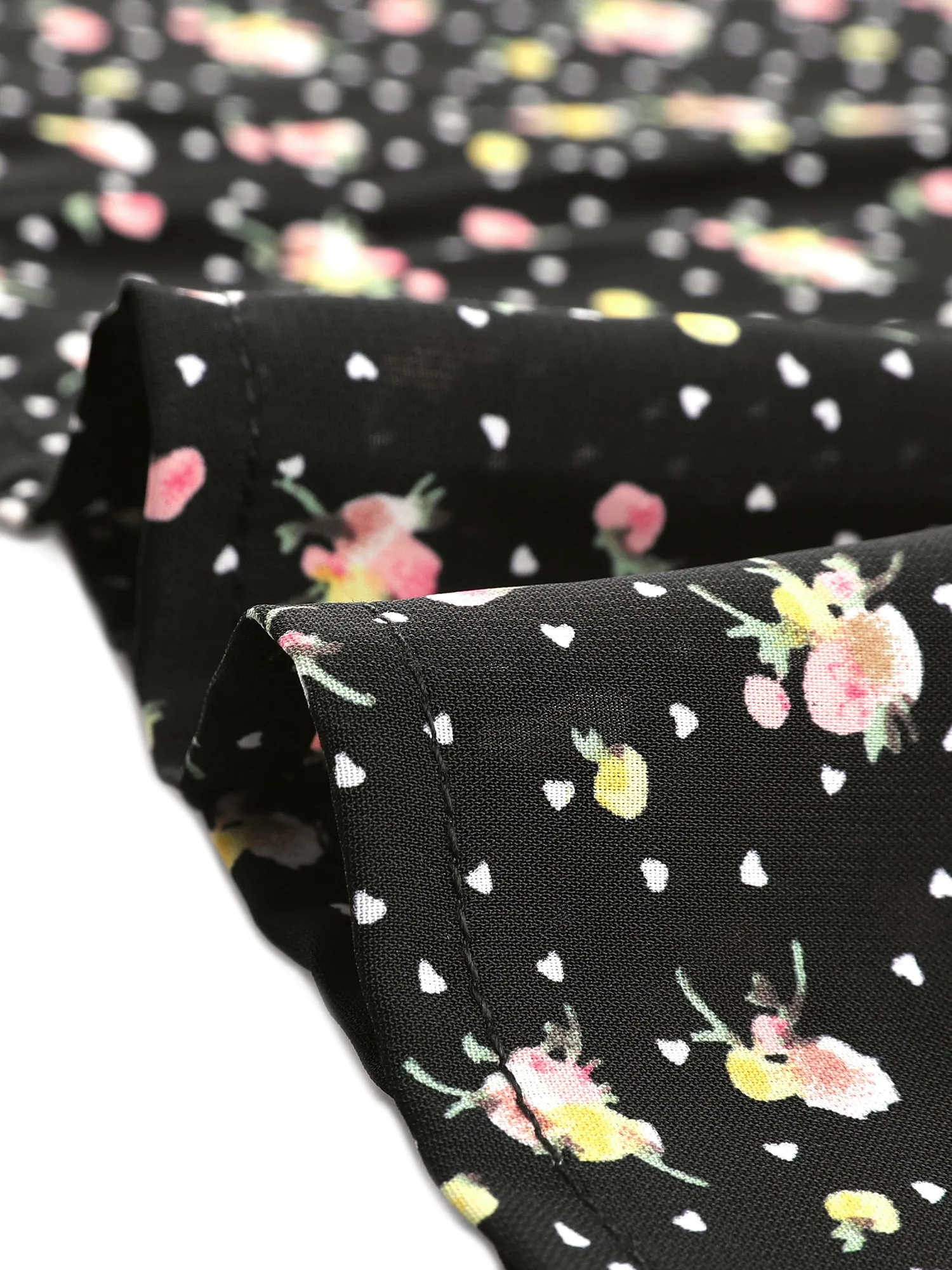 Contrast Peter Pan Collar Puff Short Sleeve Floral Dress sold by Allegra K product image thumbnail 5