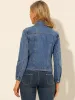 Casual Jean Ripped Distressed Button Down Denim Jacket sold by Allegra K