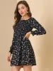 Mini Smocked Square Neck Long Sleeve Floral Print Dress sold by Allegra K