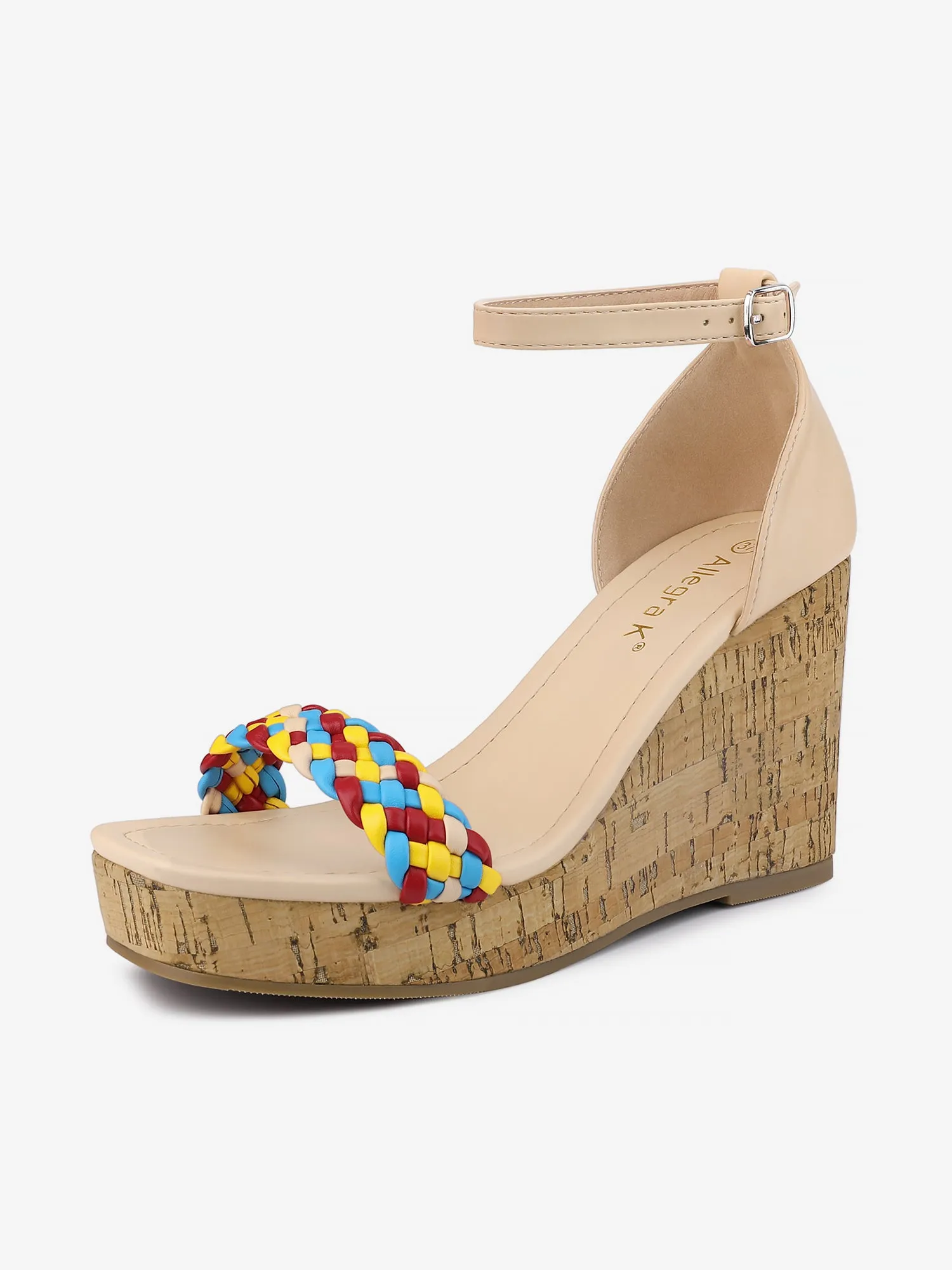 Platform Woven Strap Braided Wood Wedge Heel Sandals sold by Allegra K