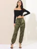 Women's Satin Joggers Drawstring Elastic High Waist Silky Satin Cargo Pants sold by Allegra K