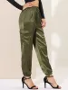 Women's Satin Joggers Drawstring Elastic High Waist Silky Satin Cargo Pants sold by Allegra K