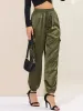 Women's Satin Joggers Drawstring Elastic High Waist Silky Satin Cargo Pants sold by Allegra K