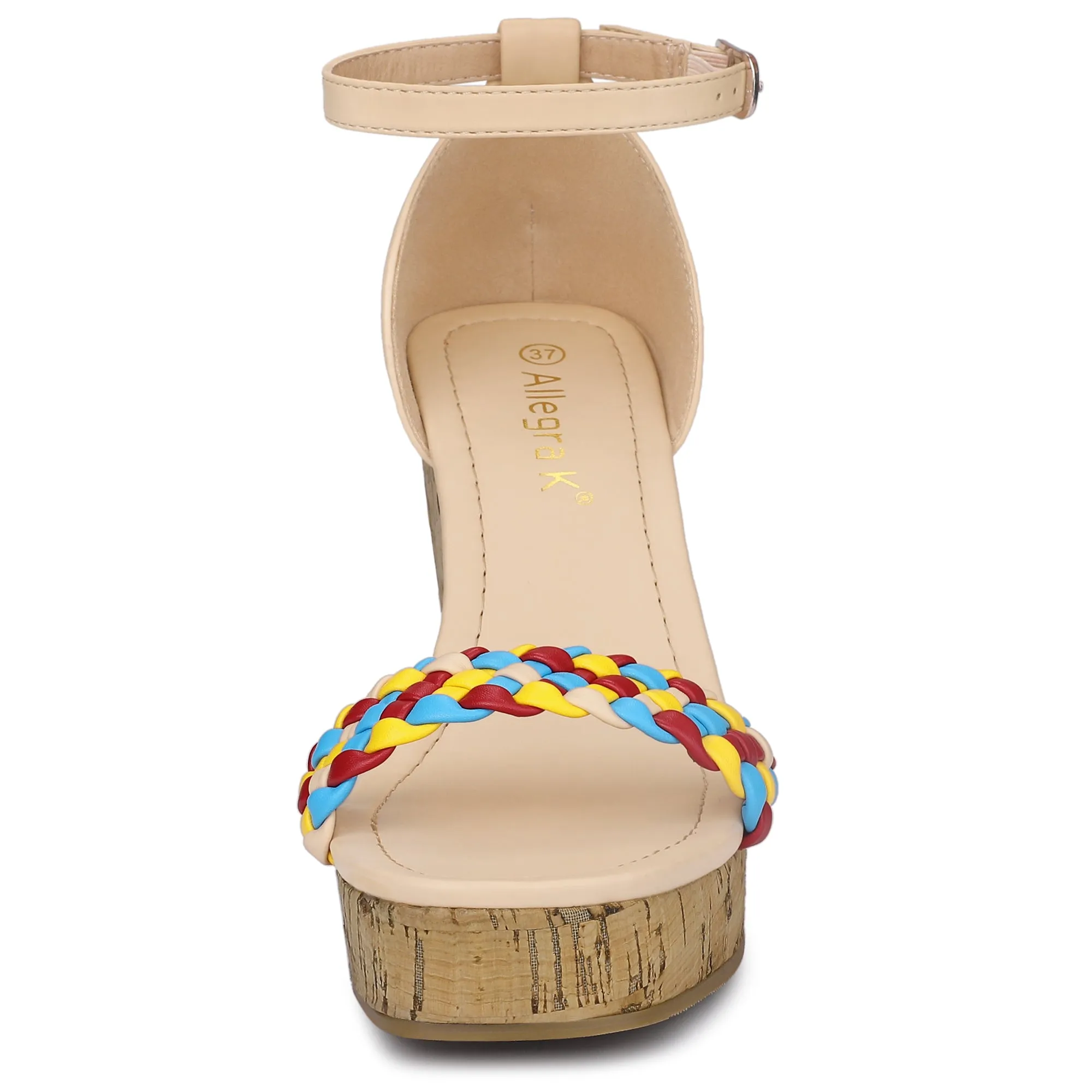 Platform Woven Strap Braided Wood Wedge Heel Sandals sold by Allegra K product image thumbnail 3