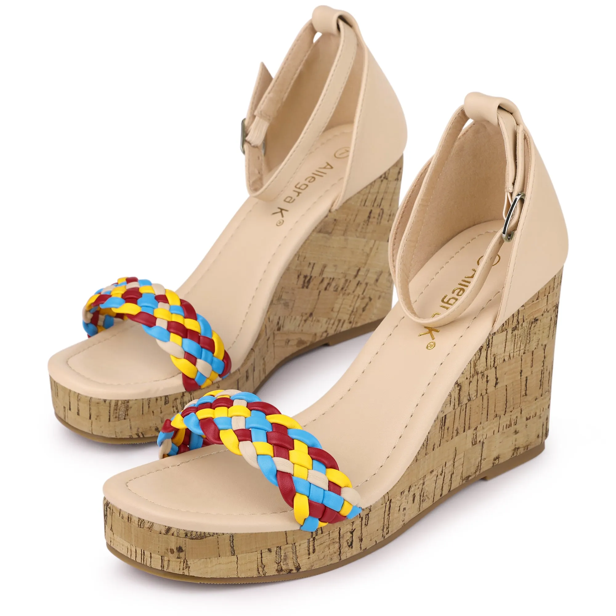 Platform Woven Strap Braided Wood Wedge Heel Sandals sold by Allegra K product image thumbnail 2